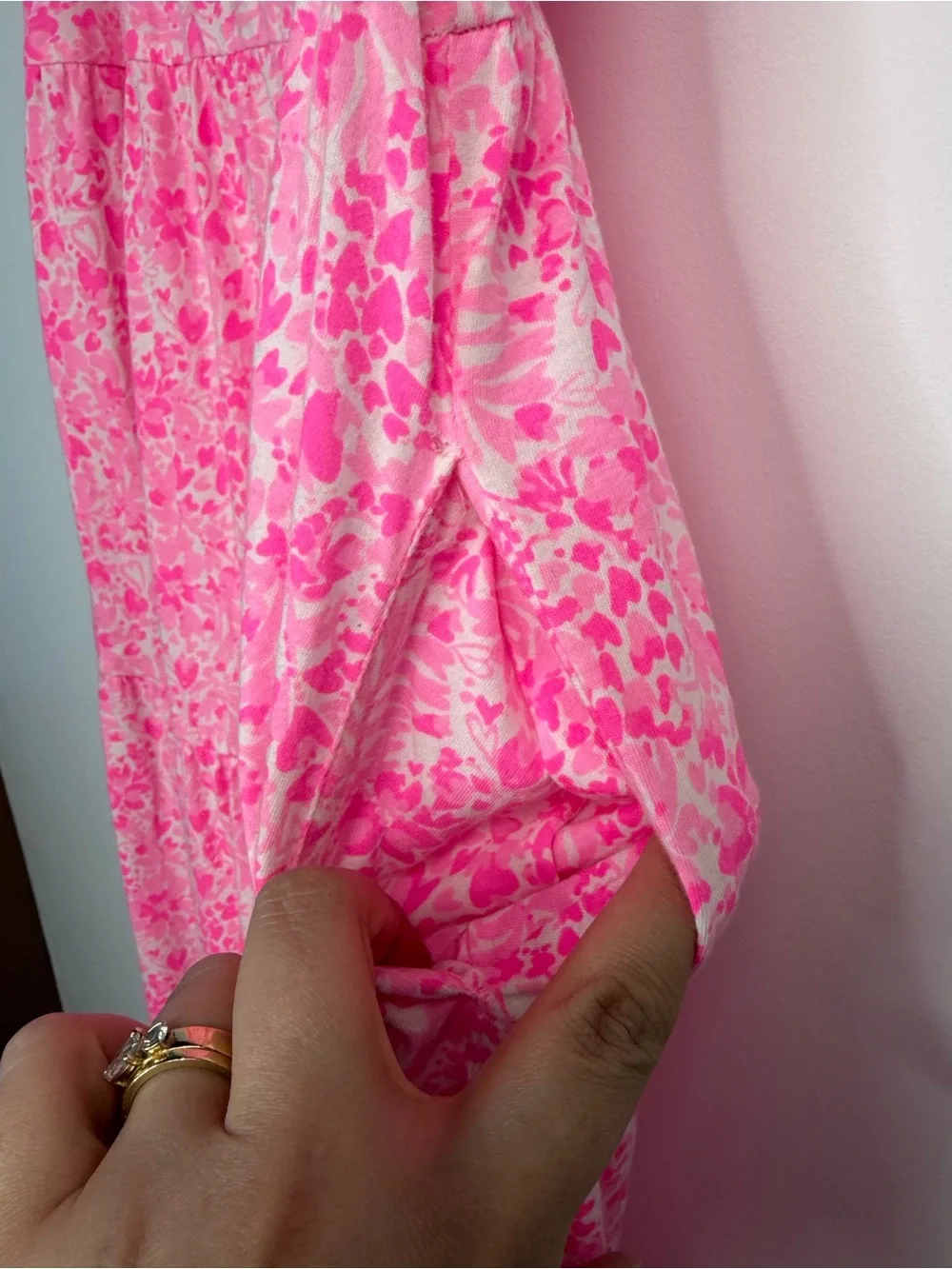 Lilly Pulitzer Bright Pink Floral Harleigh Tiered Maxi Dress Large 8-10